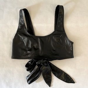 Adika Black Leather-like Halter Top